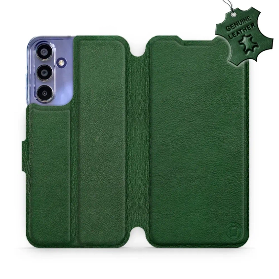 Etui ze skóry naturalnej do Samsung Galaxy A15 4G - wzór Green Leather