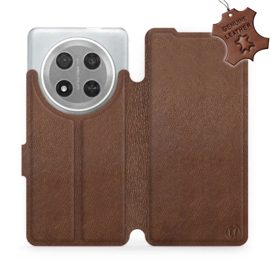 Etui ze skóry naturalnej do Huawei Honor Magic7 Lite 5G - wzór Brown Leather