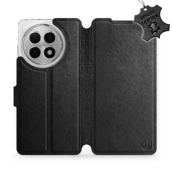 Etui ze skóry naturalnej do OnePlus 13R - wzór Black Leather