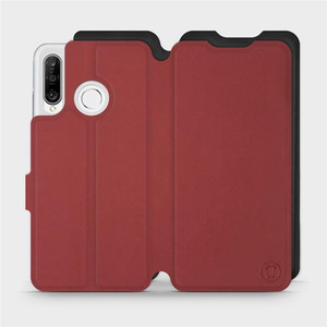 Phone Case Huawei P30 Lite - Design Dark Red with Black