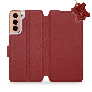 Phone Case Samsung Galaxy S21 - Design Dark Red Leather