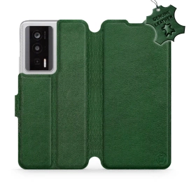Etui ze skóry naturalnej do Xiaomi POCO F5 Pro - wzór Green Leather