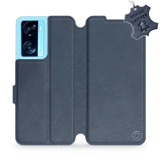 Etui ze skóry naturalnej do OPPO A57S - wzór Blue Leather