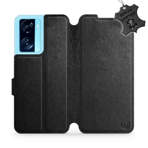 Etui ze skóry naturalnej do OPPO A57S - wzór Black Leather