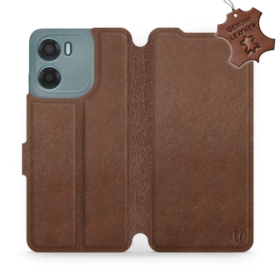 Phone Case Motorola Moto E15 - Design Brown Leather