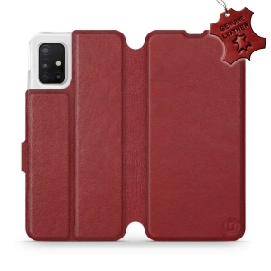 Phone Case Samsung Galaxy A51 - Design Dark Red Leather