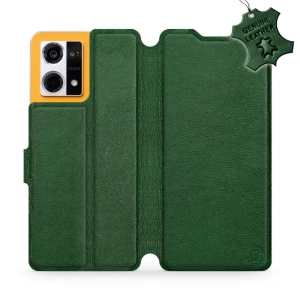 Etui ze skóry naturalnej do Oppo Reno 7 4G - wzór Green Leather