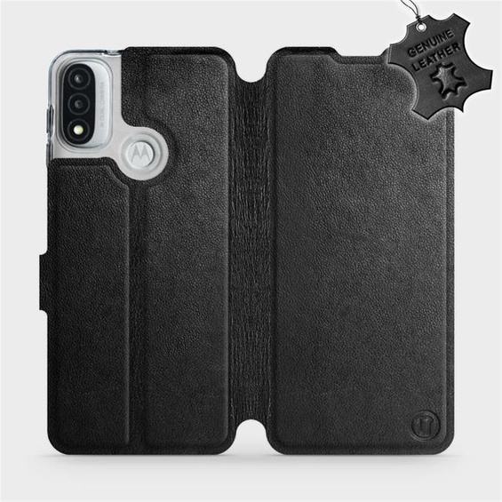 Phone Case Motorola Moto E20 - Design Black Leather