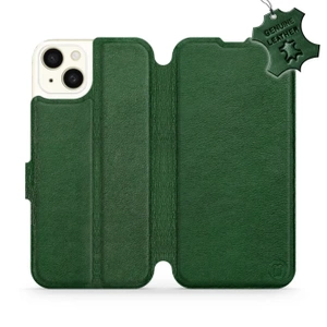 Etui ze skóry naturalnej do Apple iPhone 15 Plus - wzór Green Leather