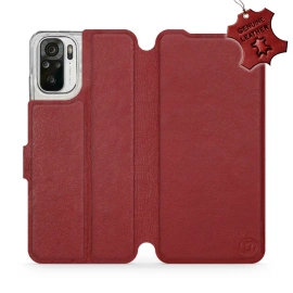Phone Case Xiaomi Redmi Note 10 - Design Dark Red Leather