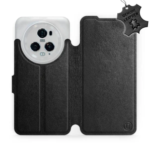 Etui ze skóry naturalnej do Huawei Honor Magic5 Pro 5G - wzór Black Leather