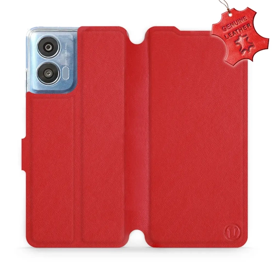 Phone Case Motorola Moto G04 - Design Red Leather