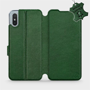 Etui ze skóry naturalnej do Xiaomi Redmi 9A - wzór Green Leather