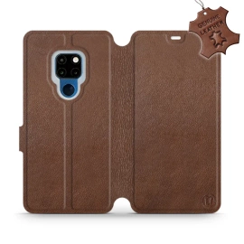 Etui ze skóry naturalnej do Huawei Mate 20 - wzór Brown Leather