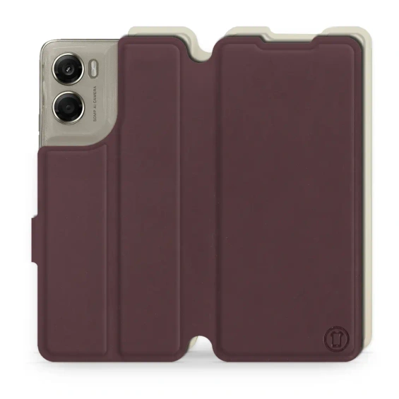 Hülle für Motorola Moto G06 Power - Farbe Burgund mit Platin