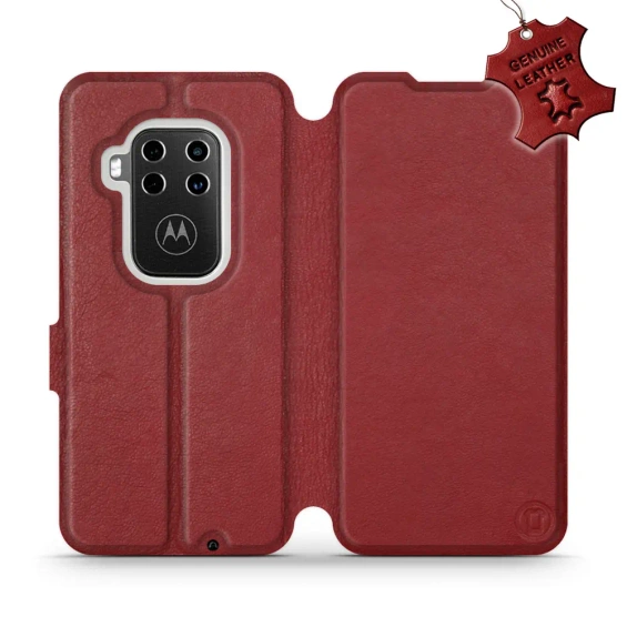 Phone Case Motorola One Zoom - Design Dark Red Leather