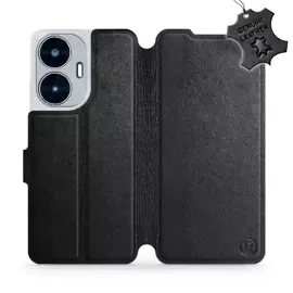Etui ze skóry naturalnej do Realme C55 - wzór Black Leather