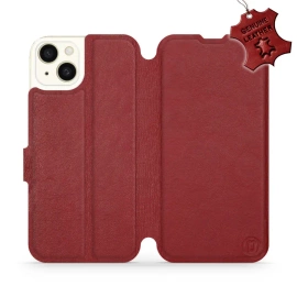 Phone Case Apple iPhone 15 Plus - Design Dark Red Leather