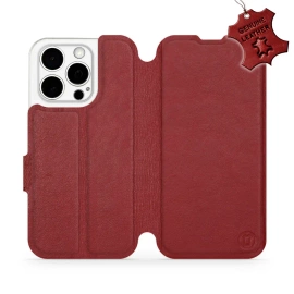 Phone Case Apple iPhone 15 Pro - Design Dark Red Leather
