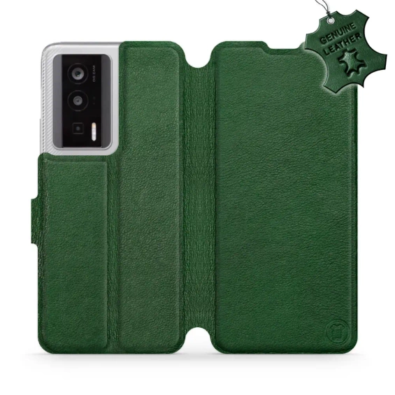 Etui ze skóry naturalnej do Xiaomi POCO F5 Pro - wzór Green Leather