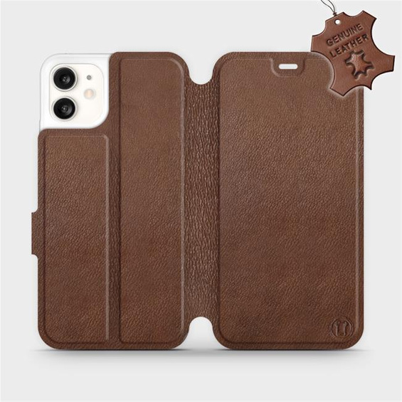 Etui ze skóry naturalnej do Apple iPhone 11 - wzór Brown Leather