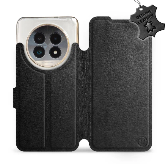 Etui ze skóry naturalnej do Realme 13 Pro Plus - wzór Black Leather