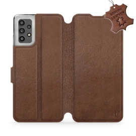 Etui ze skóry naturalnej do Samsung Galaxy A32 4g - wzór Brown Leather