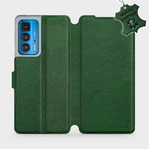 Etui ze skóry naturalnej do Motorola Edge 20 Pro - wzór Green Leather