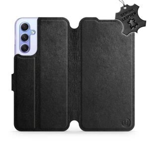 Etui ze skóry naturalnej do Samsung Galaxy A34 5G - wzór Black Leather