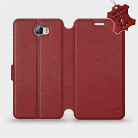Phone Case Huawei Y6 II Compact - Design Dark Red Leather
