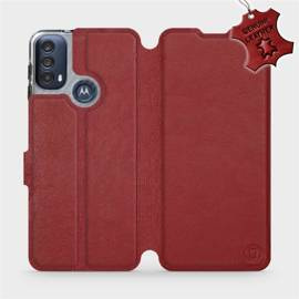 Phone Case Motorola Moto E40 - Design Dark Red Leather
