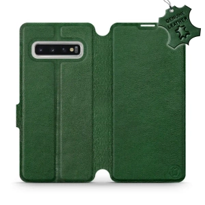 Etui ze skóry naturalnej do Samsung Galaxy S10 - wzór Green Leather
