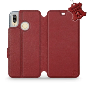 Phone Case Huawei P20 Lite - Design Dark Red Leather