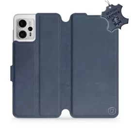 Etui ze skóry naturalnej do Motorola Moto G23 - wzór Blue Leather