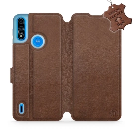 Phone Case Motorola Moto E7 Power - Design Brown Leather
