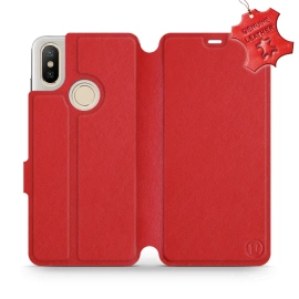 Phone Case Xiaomi Mi A2 - Design Red Leather