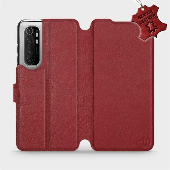 Etui ze skóry naturalnej do Xiaomi Mi Note 10 Lite - wzór Dark Red Leather