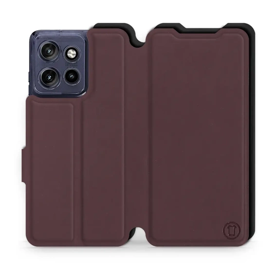 Hülle für Motorola Edge 50 Neo - Farbe Burgund mit Schwarz