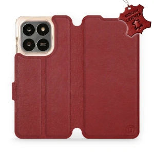Etui ze skóry naturalnej do Huawei Honor X7d - wzór Dark Red Leather