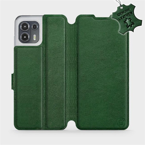 Etui ze skóry naturalnej do Motorola Edge 20 Lite - wzór Green Leather