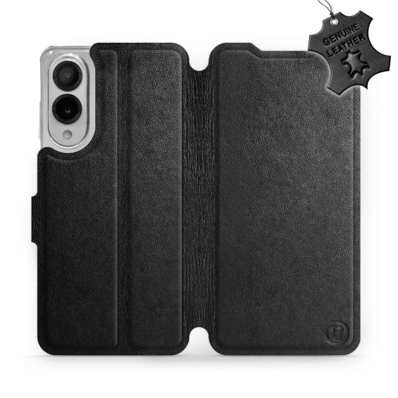 Etui ze skóry naturalnej do Samsung Galaxy S25 Edge - wzór Black Leather