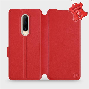 Etui ze skóry naturalnej do OnePlus 7 Pro - wzór Red Leather