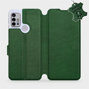 Etui ze skóry naturalnej do Motorola Moto G10 - wzór Green Leather