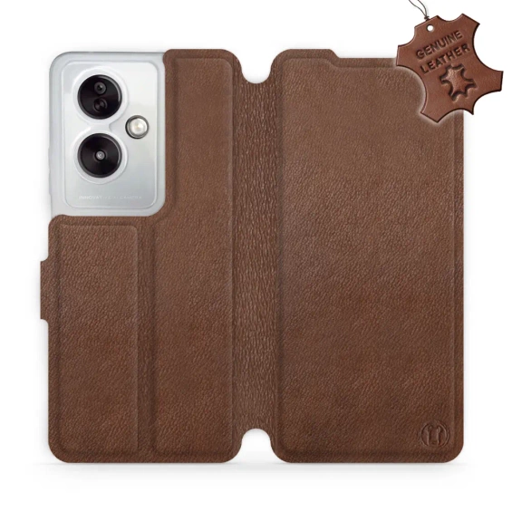 Etui ze skóry naturalnej do OPPO A79 5G - wzór Brown Leather