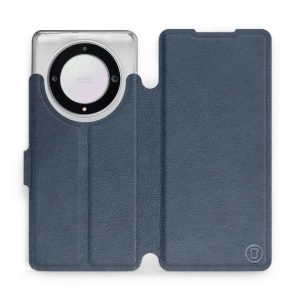 Etui ze skóry naturalnej do Huawei Honor Magic5 Lite 5G - wzór Blue Leather
