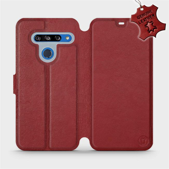 Etui ze skóry naturalnej do LG G8s ThinQ - wzór Dark Red Leather