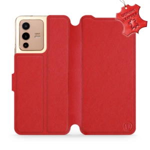 Etui ze skóry naturalnej do Vivo V23 5G - wzór Red Leather
