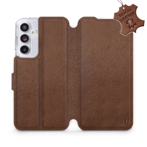 Etui ze skóry naturalnej do Samsung Galaxy A55 5G - wzór Brown Leather