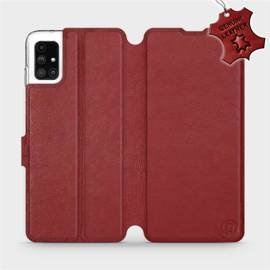 Etui ze skóry naturalnej do Samsung Galaxy M51 - wzór Dark Red Leather