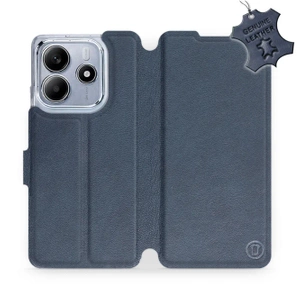 Etui ze skóry naturalnej do Xiaomi Redmi Note 14 5G - wzór Blue Leather